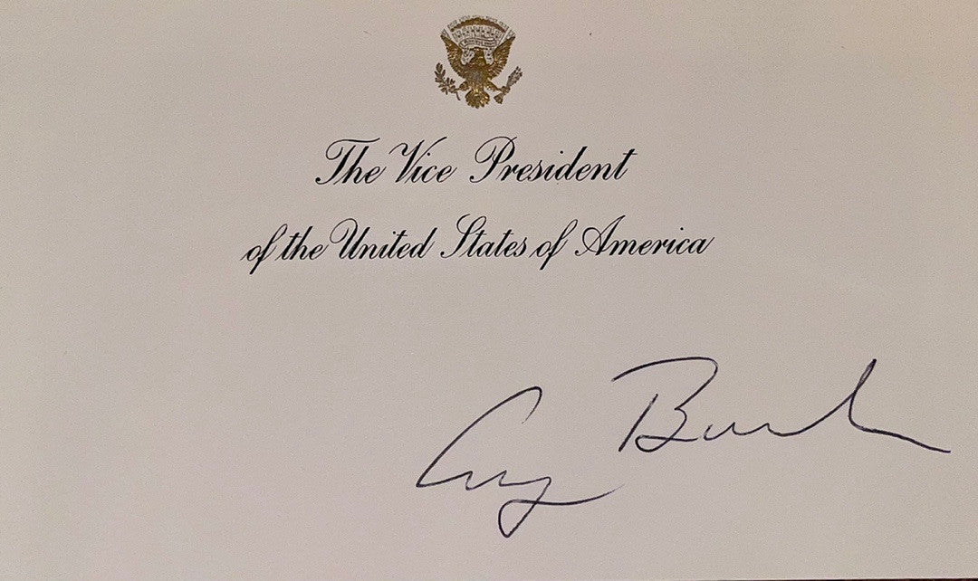 George Bush Signed Vice President Seal Card - JSA COA w/full letter of authenticity